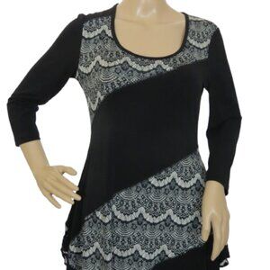 Vivian Wong Two-Tone Handkerchief Hem Blouse